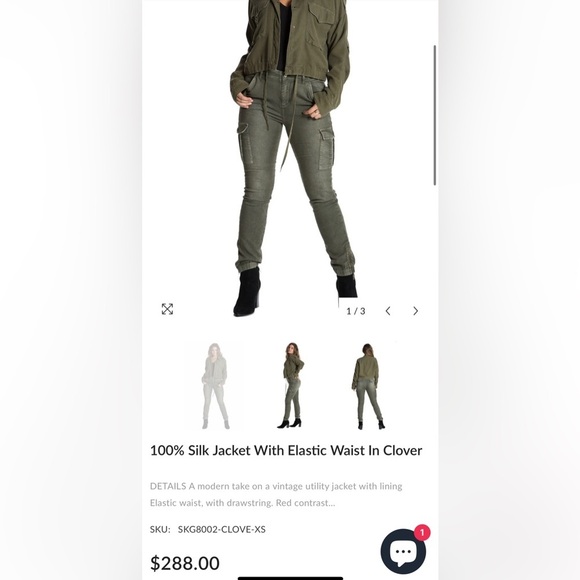 Da-Nang silk cropped jacket with elastic waist SZ LG - Picture 7 of 8